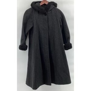 Stephanie Mathews Girls Size 8 Vintage Black Wool Peacoat ***Ripped Pocket***